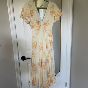 Free People Laura Floral Print V Neck Dress